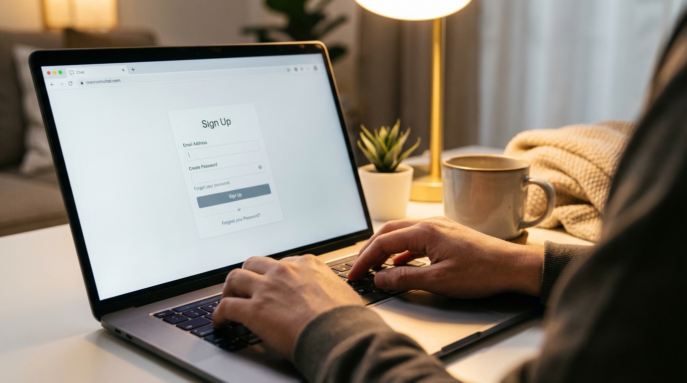 Person arbeitet am Laptop im Reisebüro
